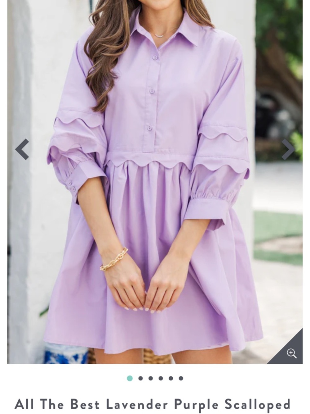 Lavender Scalloped Babydoll Shirt Dress